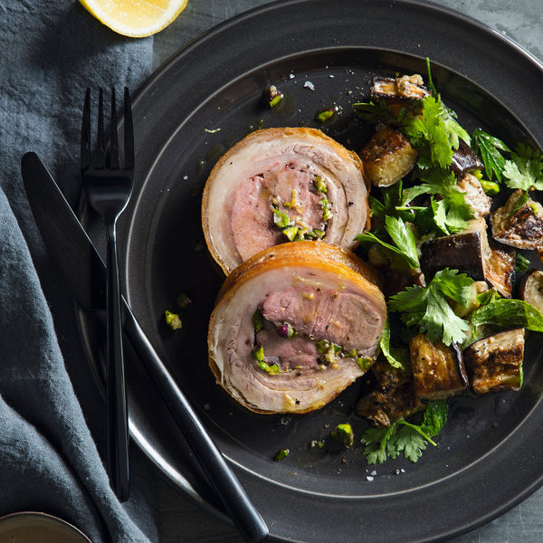 Rolled Lamb Loin with Roast Eggplant Salad – Vic's Meat