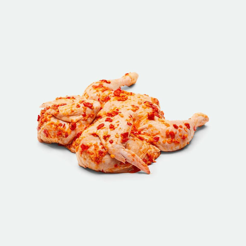 Portuguese Peri Peri Marinated Butterflied Whole Chicken Free Range - 1.4kg Original Packaging from Manufacturer Vic's Meat