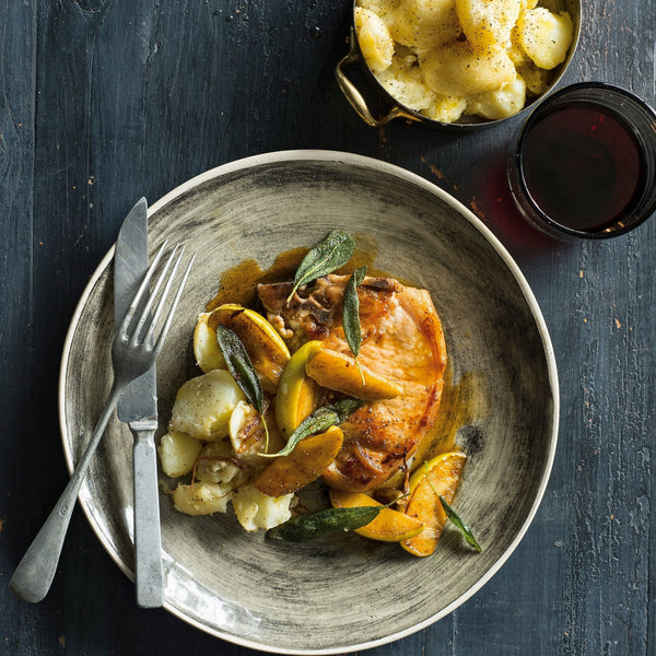 Pan-Fried Pork Chops with Apple and Crushed Potato - Vic's Meat