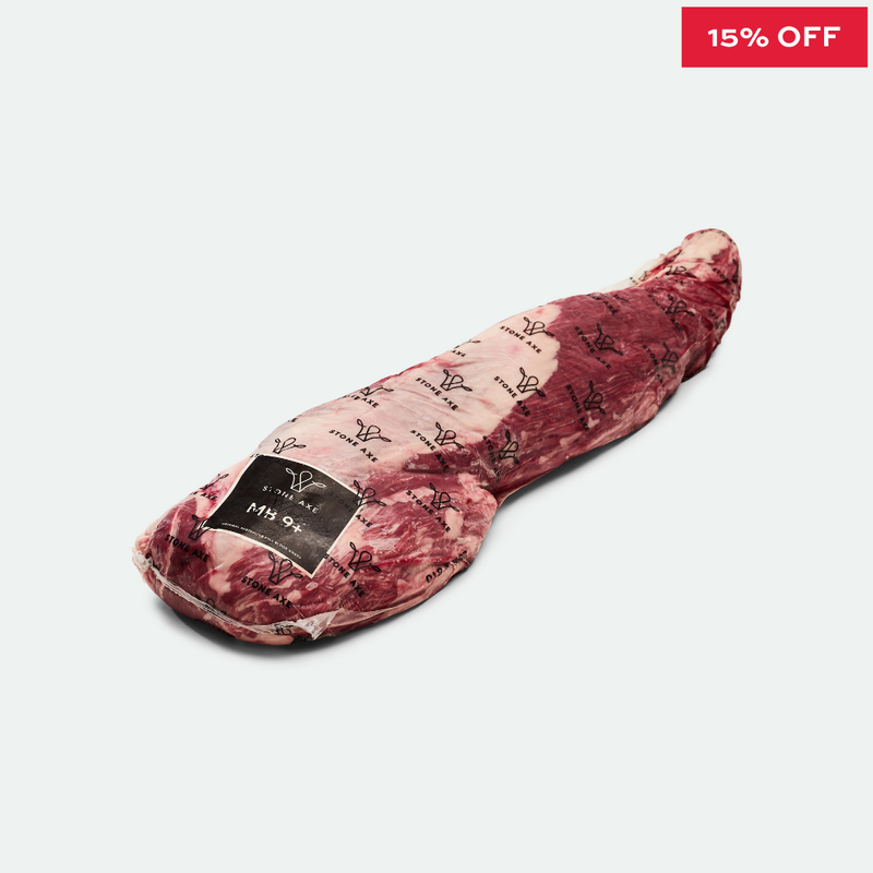 Fullblood Wagyu Eye Fillet Whole Marbling Score 9+ Stone Axe
