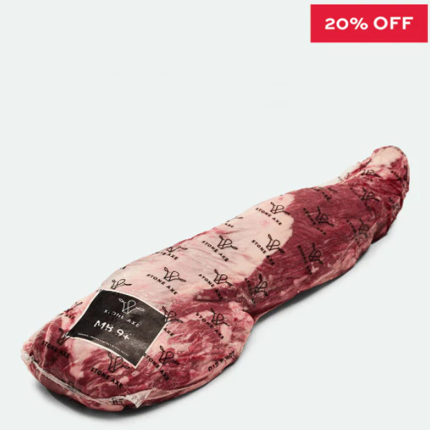 Fullblood Wagyu Eye Fillet Whole Marbling Score 9+ Stone Axe