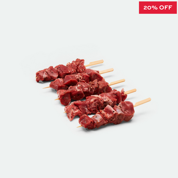 Lamb Tenderloin Skewers Free Range Marinated Greek style - 100g x 5 Pieces