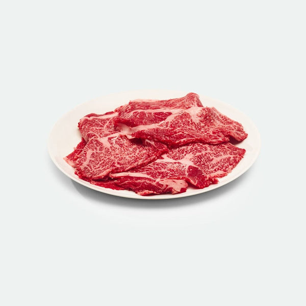 Delicious Fullblood Wagyu Chuck Eye Roll Sliced Marbling Score 9 + Stone Axe - 500 g - Vic's Meat