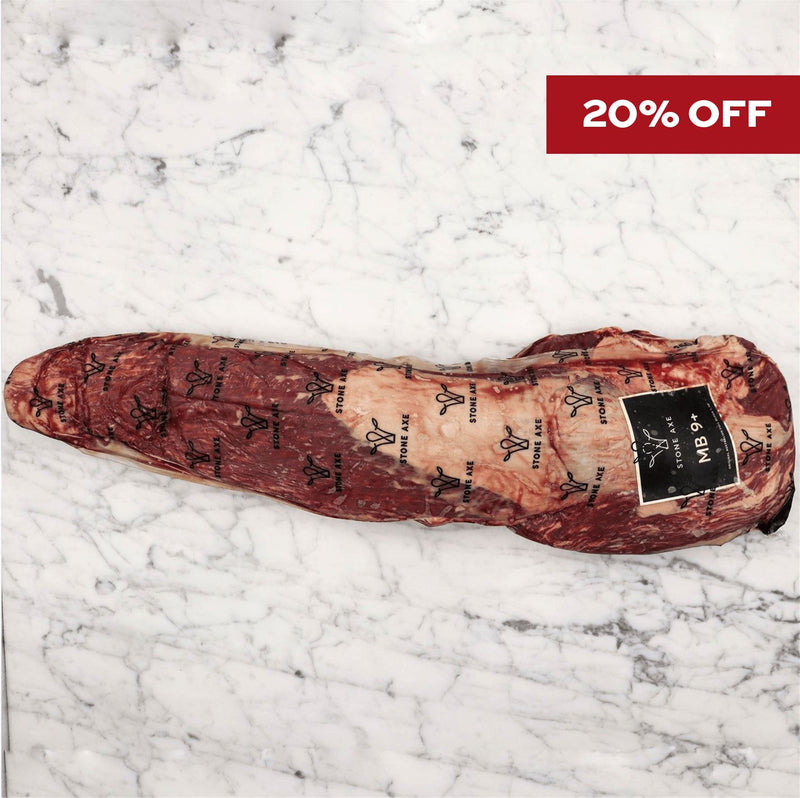 Fullblood Wagyu Eye Fillet Whole Marbling Score 9+ Stone Axe