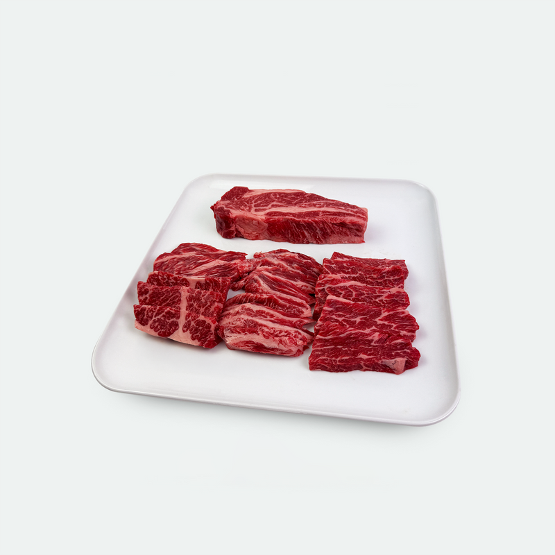 Fullblood Wagyu Mixed BBQ Platter Marbling Score 9 + Stone Axe - 600g