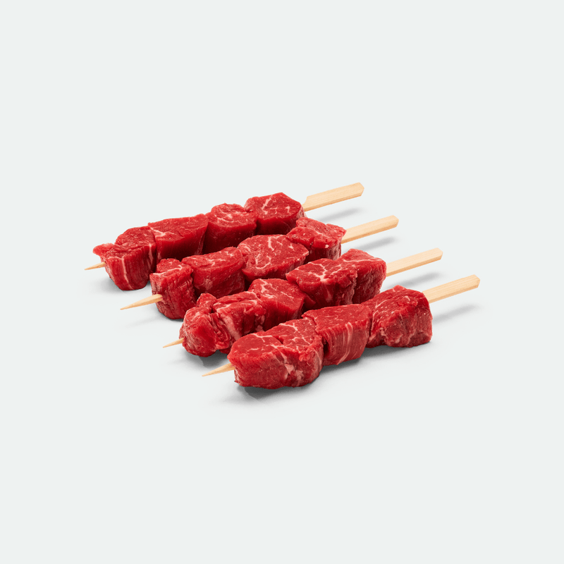 Delicious Beef Eye Fillet Skewers Grass Fed - 110g x 4 Pieces - Vic's Meat